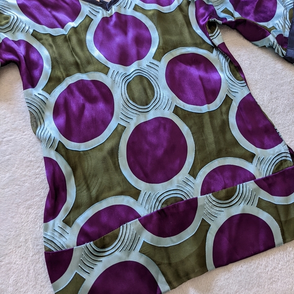 Abaeté Silk Kimono Gathered Waist Statement Sleeve Blouse Women's Small - Picture 6 of 15